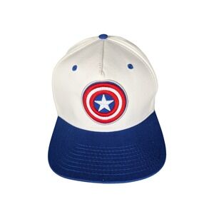 Marvel Captain America Snapback Hat White Blue‎ Shield Logo Embroidered Cap Mens